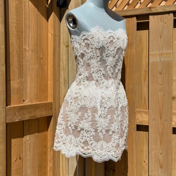 🆕 BRONX & BANCO 🧿 NWOT Maraya Blanc Lace Mini Dress, Sz M US 6 - Picture 4 of 16